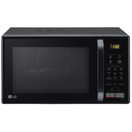 LG 21 L Convection Microwave Oven with Glass Door, 151 Auto Cook Menu, Quartz Heater, Health Plus Menu, Glossy Black